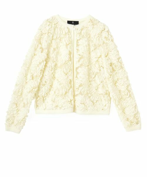 LANVIN COLLECTION / ランバン コレクション テーラードジャケット | 薔薇テープ刺繍・シフォンバイヤスジャケット(ベージュ)