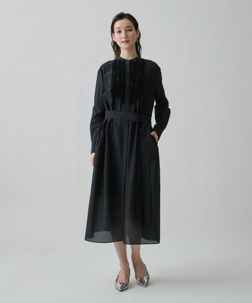 LANVIN COLLECTION / ランバン コレクション ドレス | シルクコットンシアー・ピンキングモチーフワンピース | 詳細1