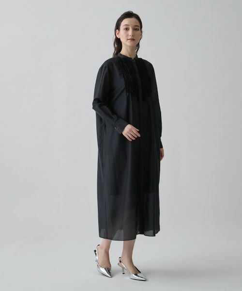 LANVIN COLLECTION / ランバン コレクション ドレス | シルクコットンシアー・ピンキングモチーフワンピース | 詳細5