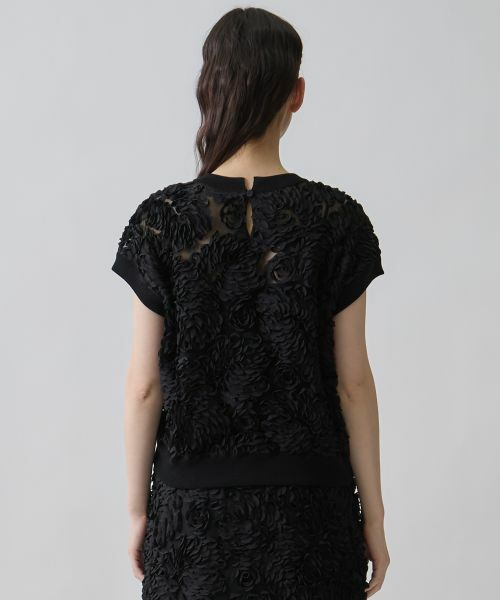 LANVIN COLLECTION / ランバン コレクション シャツ・ブラウス | 薔薇テープ刺繍・フレンチスリーブブラウス | 詳細3