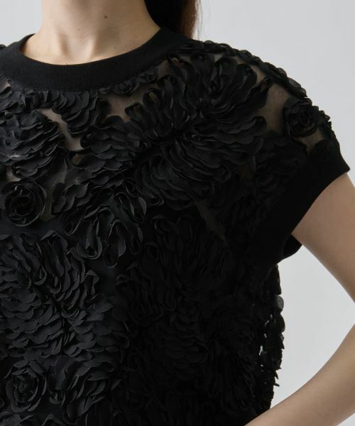 LANVIN COLLECTION / ランバン コレクション シャツ・ブラウス | 薔薇テープ刺繍・フレンチスリーブブラウス | 詳細5