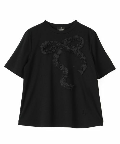 LANVIN COLLECTION / ランバン コレクション カットソー | 桐生オーガンジーリボン刺繍×ホットフィット・新定番カットソー（ブラック）