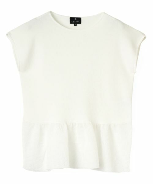 LANVIN COLLECTION / ランバン コレクション ニット・セーター | レオパード袋ジャカード・切り替えプルオーバー（オフホワイト）