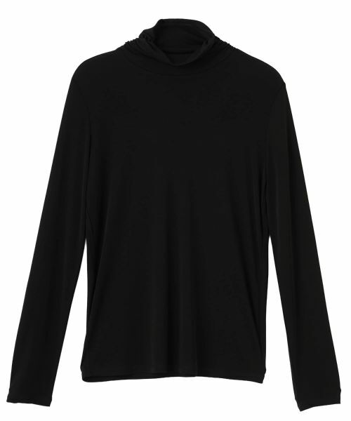LANVIN COLLECTION / ランバン コレクション カットソー | ウォッシャブルシルク タートルネックカットソー（ブラック）