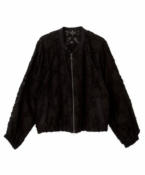 LANVIN COLLECTION / ランバン コレクション テーラードジャケット | ウォールカットジャカード・ラグランブルゾン（ブラック）
