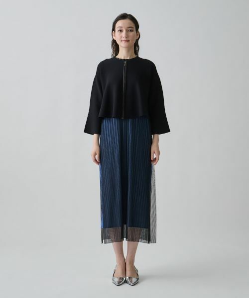 LANVIN COLLECTION / ランバン コレクション ドレス | チュール×シルモンド ダブルプリーツワンピース | 詳細13