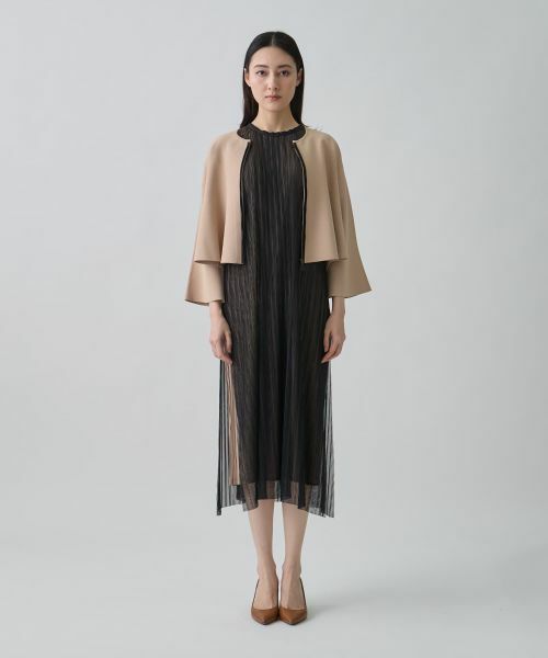 LANVIN COLLECTION / ランバン コレクション ドレス | チュール×シルモンド ダブルプリーツワンピース | 詳細6