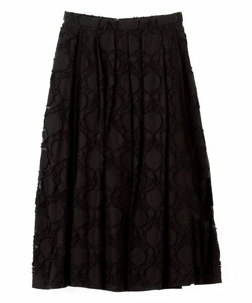 LANVIN COLLECTION / ランバン コレクション ロング・マキシ丈スカート | ウォールカットジャカード・ボックスタックスカート（ブラック）
