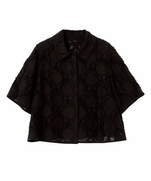 LANVIN COLLECTION / ランバン コレクション シャツ・ブラウス | ウォールカットジャカード・シャツカラーブラウス（ブラック）