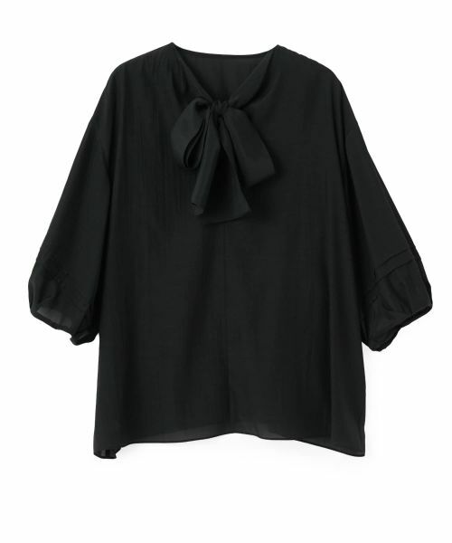 LANVIN COLLECTION / ランバン コレクション シャツ・ブラウス | トリアセ綿ローン・パフスリーブアレンジブラウス（ブラック）