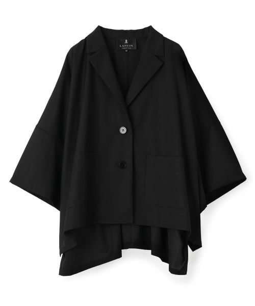 LANVIN COLLECTION / ランバン コレクション テーラードジャケット | ドライメッシュ オープンカラー シャツジャケット（ブラック）