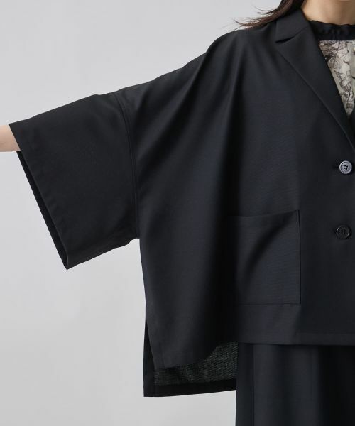 LANVIN COLLECTION / ランバン コレクション テーラードジャケット | ドライメッシュ オープンカラー シャツジャケット | 詳細5