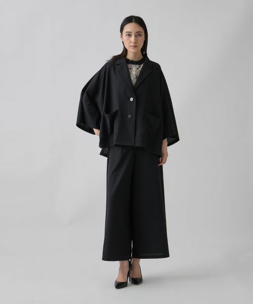 LANVIN COLLECTION / ランバン コレクション テーラードジャケット | ドライメッシュ オープンカラー シャツジャケット | 詳細9