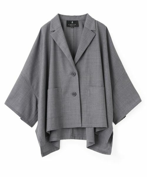 LANVIN COLLECTION / ランバン コレクション テーラードジャケット | ドライメッシュ オープンカラー シャツジャケット（グレー）
