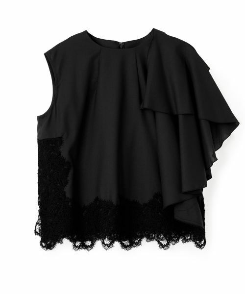 LANVIN COLLECTION / ランバン コレクション シャツ・ブラウス | アシンメトリーレースブラウス（ブラック）