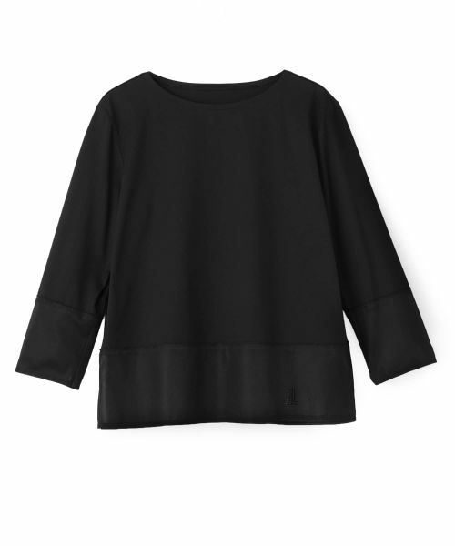 LANVIN COLLECTION / ランバン コレクション カットソー | シアー切り替えカットソー（ブラック）