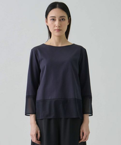LANVIN COLLECTION / ランバン コレクション カットソー | シアー切り替えカットソー | 詳細1