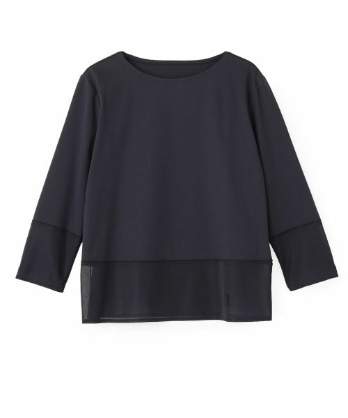 LANVIN COLLECTION / ランバン コレクション カットソー | シアー切り替えカットソー（ネイビー）