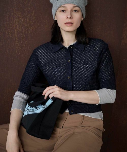 LANVIN COLLECTION / ランバン コレクション ニット・セーター | 14ゲージメッシュ柄ラメプレーティングカーディガン | 詳細17