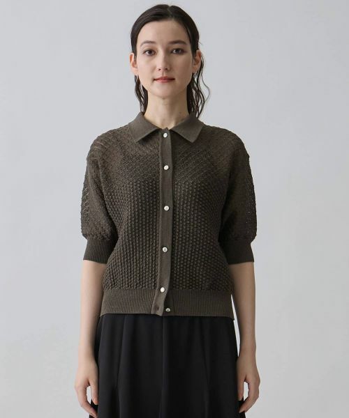 LANVIN COLLECTION / ランバン コレクション ニット・セーター | 14ゲージメッシュ柄ラメプレーティングカーディガン | 詳細6
