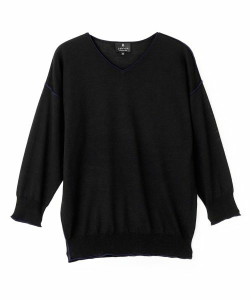 LANVIN COLLECTION / ランバン コレクション ニット・セーター | 16ゲージ Vネックドロップショルダーニット（ブラック）