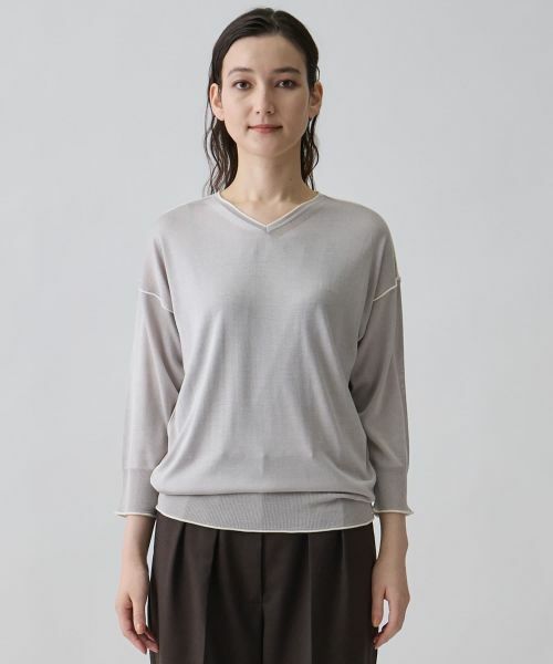 LANVIN COLLECTION / ランバン コレクション ニット・セーター | 16ゲージ Vネックドロップショルダーニット | 詳細1