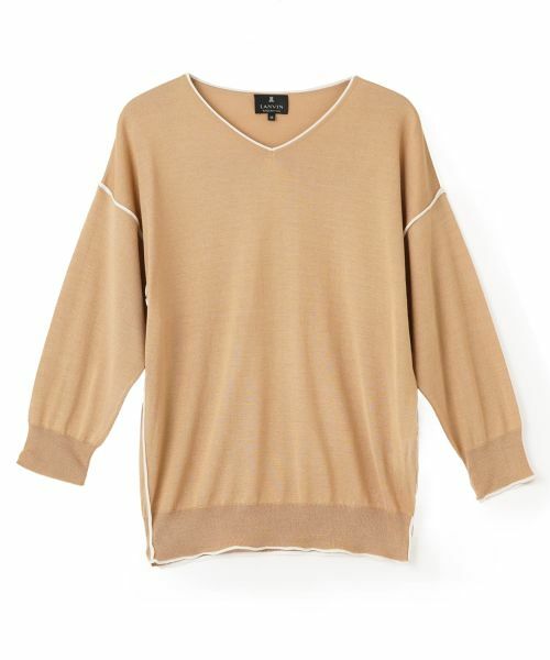 LANVIN COLLECTION / ランバン コレクション ニット・セーター | 16ゲージ Vネックドロップショルダーニット（キャメル）