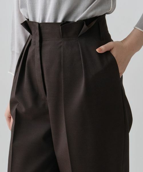 LANVIN COLLECTION / ランバン コレクション その他パンツ | ウエストメロー ストレートタックパンツ | 詳細11
