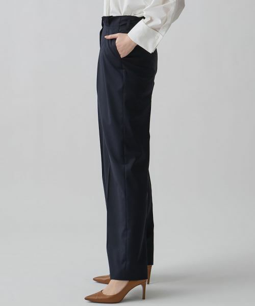 LANVIN COLLECTION / ランバン コレクション その他パンツ | ウエストメロー ストレートタックパンツ | 詳細2