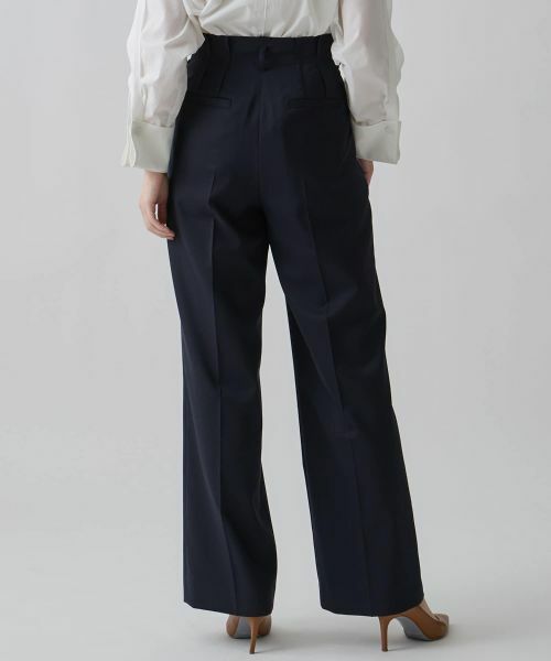 LANVIN COLLECTION / ランバン コレクション その他パンツ | ウエストメロー ストレートタックパンツ | 詳細3
