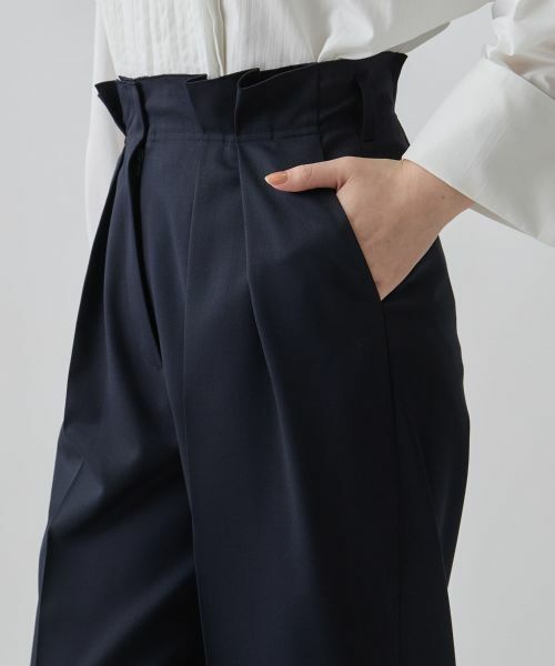 LANVIN COLLECTION / ランバン コレクション その他パンツ | ウエストメロー ストレートタックパンツ | 詳細5