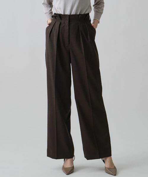 LANVIN COLLECTION / ランバン コレクション その他パンツ | ウエストメロー ストレートタックパンツ | 詳細6
