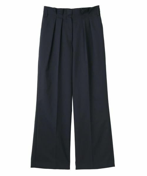 LANVIN COLLECTION / ランバン コレクション その他パンツ | ウエストメロー ストレートタックパンツ（ネイビー）