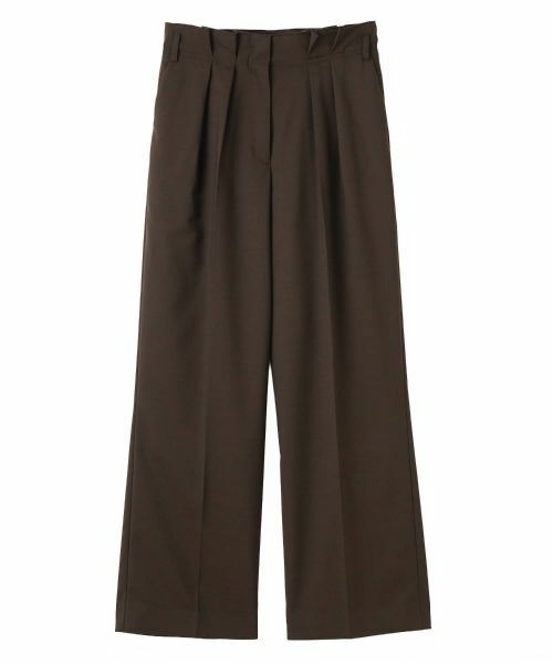 LANVIN COLLECTION / ランバン コレクション その他パンツ | ウエストメロー ストレートタックパンツ（ダークブラウン）