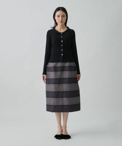 LANVIN COLLECTION / ランバン コレクション ロング・マキシ丈スカート | パウダータッチボーダーデザインスカート | 詳細8
