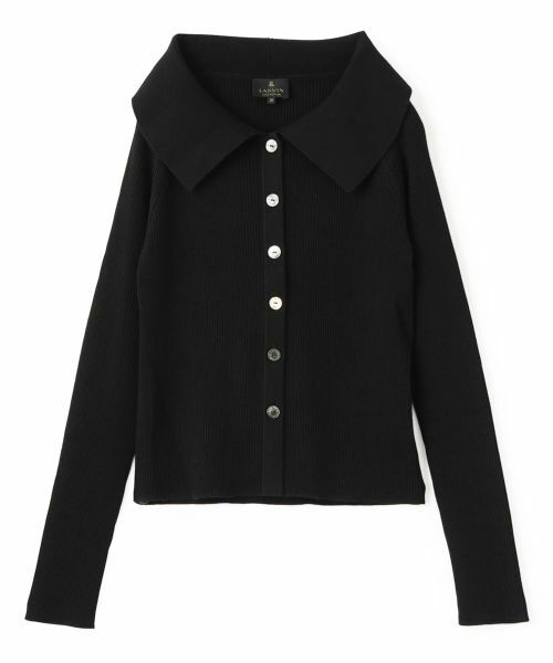 LANVIN COLLECTION / ランバン コレクション ニット・セーター | シルクウールカシミヤ ビッグカラーカーディガン（ブラック）