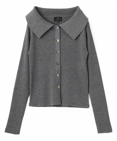 LANVIN COLLECTION / ランバン コレクション ニット・セーター | シルクウールカシミヤ ビッグカラーカーディガン（グレー）