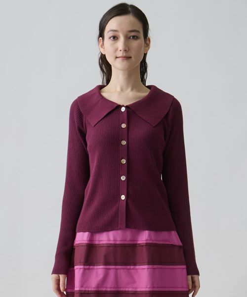LANVIN COLLECTION / ランバン コレクション ニット・セーター | シルクウールカシミヤ ビッグカラーカーディガン | 詳細1