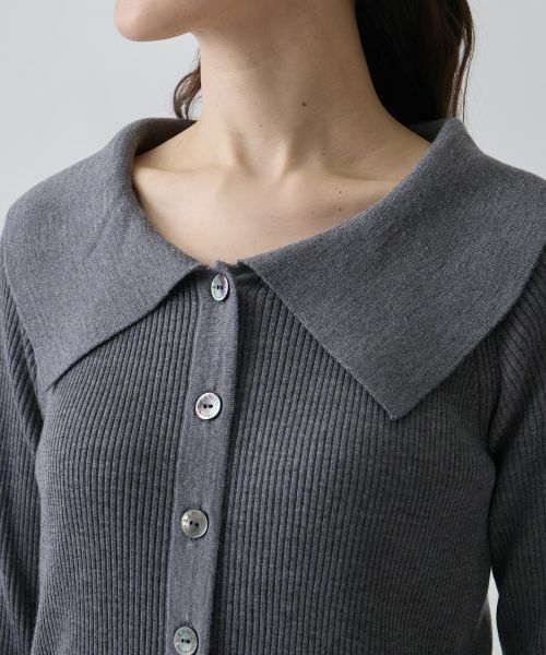 LANVIN COLLECTION / ランバン コレクション ニット・セーター | シルクウールカシミヤ ビッグカラーカーディガン | 詳細10