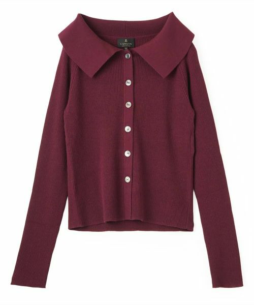 LANVIN COLLECTION / ランバン コレクション ニット・セーター | シルクウールカシミヤ ビッグカラーカーディガン（ボルドー）