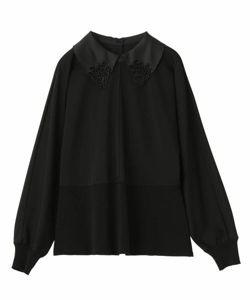 LANVIN COLLECTION / ランバン コレクション カットソー | ドライタッチ ドレープカットソー（ブラック）