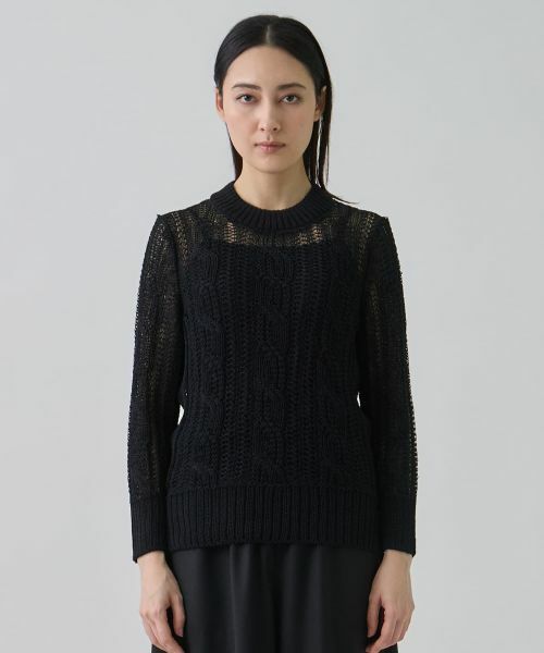 LANVIN COLLECTION / ランバン コレクション ニット・セーター | 7ゲージ針抜きケーブルニット | 詳細1