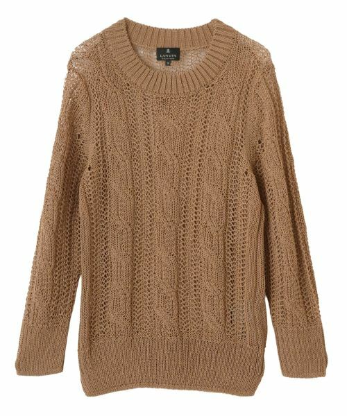 LANVIN COLLECTION / ランバン コレクション ニット・セーター | 7ゲージ針抜きケーブルニット（キャメル）