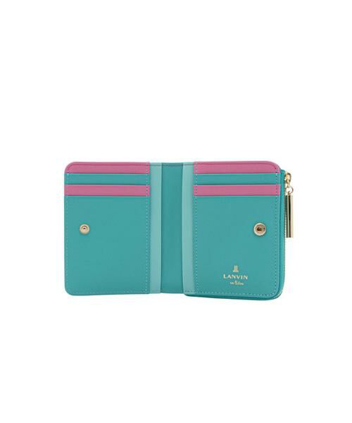 【キティLOVE】LANVIN en Bleu二つ折り財布ターコイズブルー リュクサンブールカラー 二つ折り財布 ライトブルー2 （財布