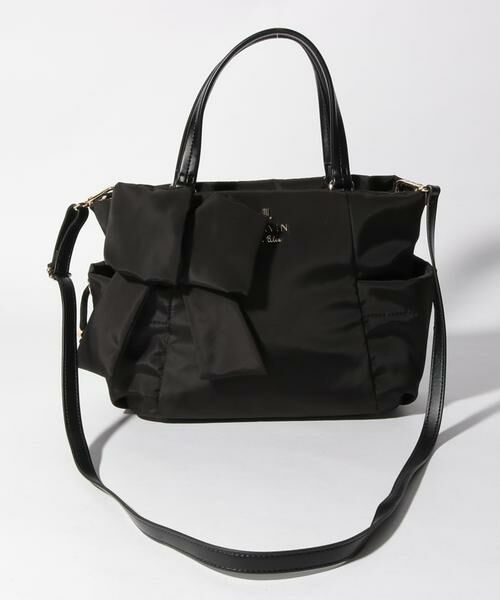 LANVIN en Bleu トートバッグ ニナ リボン ブラック ナイロン ニナ 2WAYトートバッグL（A4対応） LANVIN en Bleu / ランバン