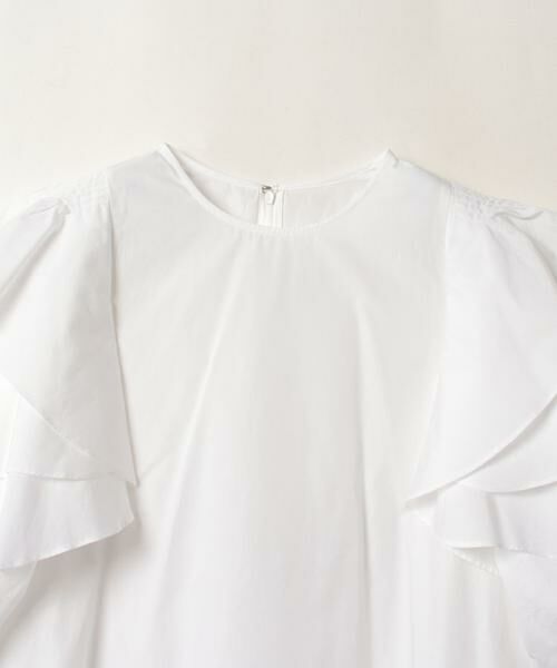 ランバン  Tシャツ カットソー 半袖 フリル 刺繍 コットン 白 40