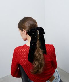 ビジューベルベットリボンヘアゴム