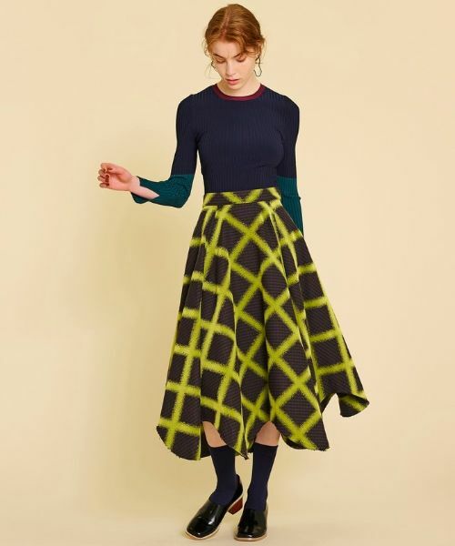 LANVIN en Bleu / ランバン オン ブルー ロング・マキシ丈スカート | ブラッシュドチェックフレアスカート | 詳細3