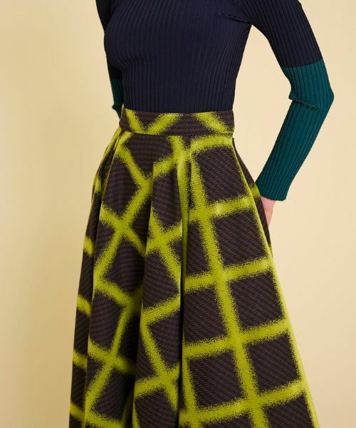 LANVIN en Bleu / ランバン オン ブルー ロング・マキシ丈スカート | ブラッシュドチェックフレアスカート | 詳細5