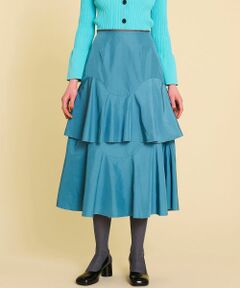 LANVIN en Bleu / ランバン オン ブルー ロング・マキシ丈スカート | メモリータッサーカーブティアードスカート